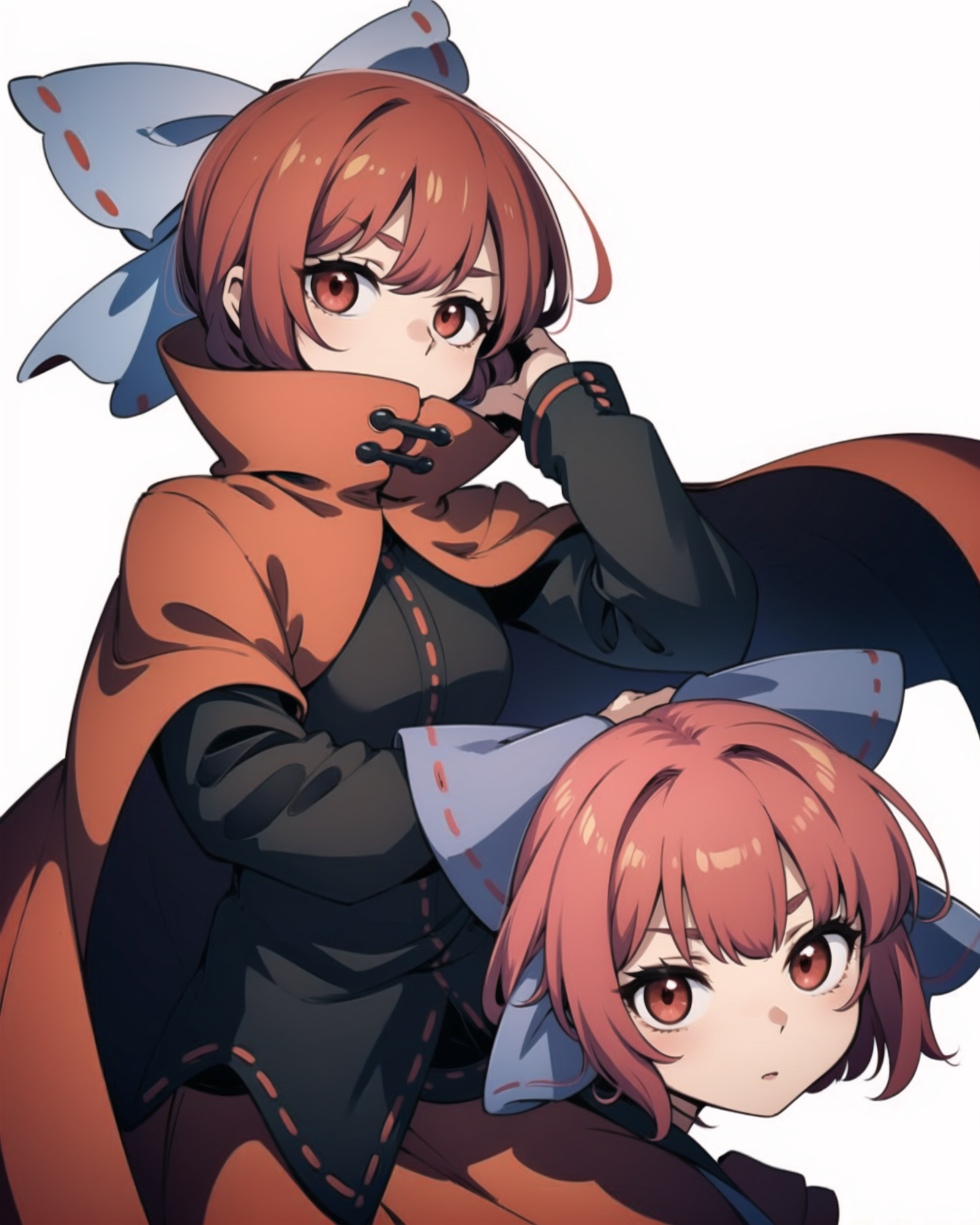 01379-2621707609-_lora_Sekibanki_1.1_ , 1girl, sekibanki, red hair, hair bow, red eyes, short hair, cape, long sleeves, shirt, skirt, disembodied.png